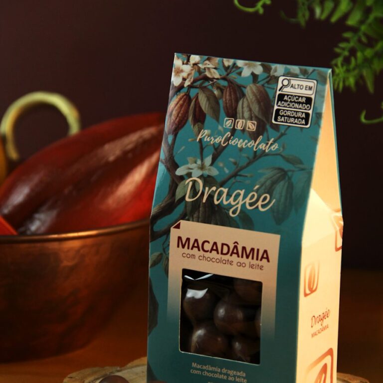 Dragée de macadâmia com chocolate ao leite