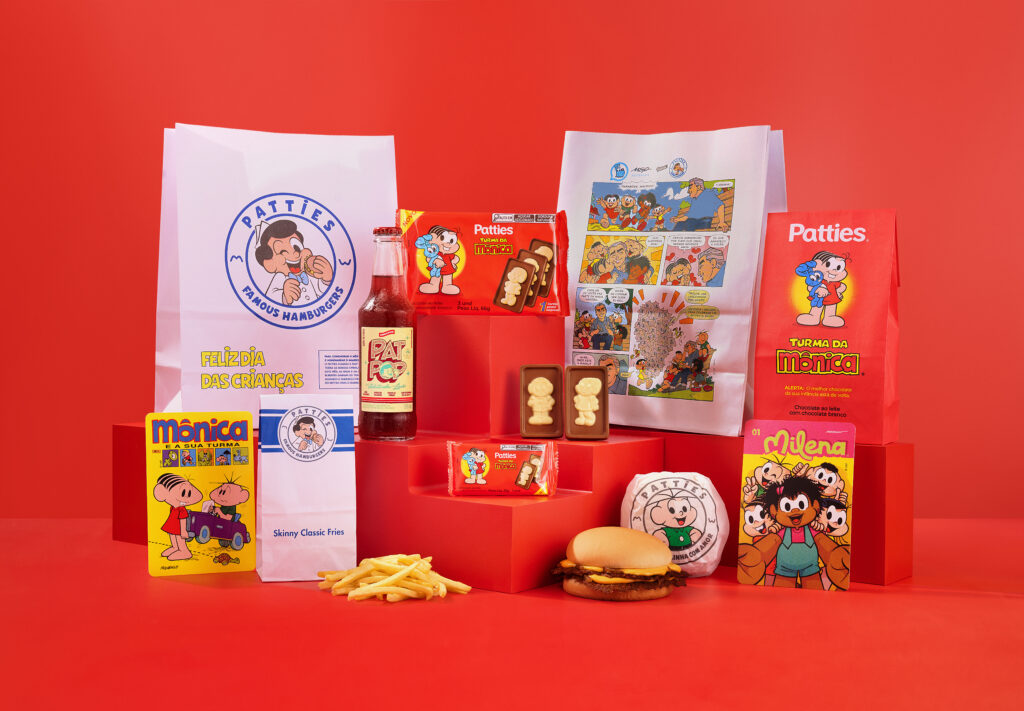 Combo da Patties com hambúrguer e o chocolate da Turma da Mônica